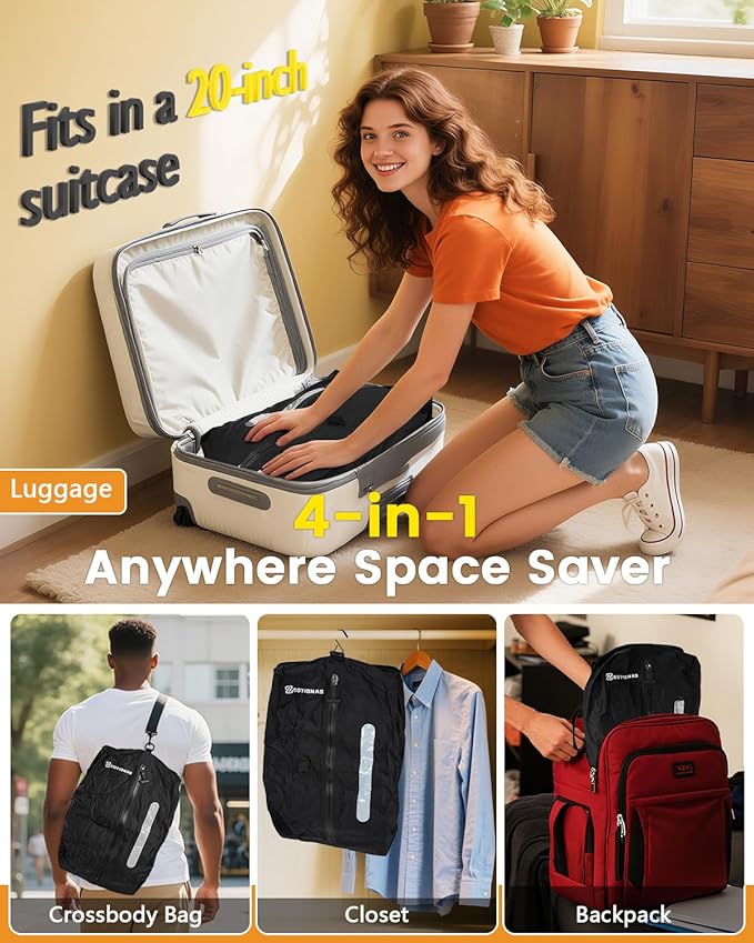 1Pack Vacuum Seal Bags For Clothing Travel With Wireless Pump | Waterproof Reusable Compression Bags with Shoulder Strap for Luggage and Suitcase, Space Saver Vacuum Seal Packing Cubes for Clothes