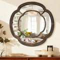 Irregular Wall Mirror, Large Round Wavy Hanging Mirror Circle Wooden Framed Decorative Mirrors 20 Inch for Living Room Hallway Entryway Decor Mirrors