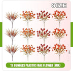 12 Bundles Fake Mums Fall Flowers Artificial for Outdoors Decoration Artificial Mums Faux Plants Daisy for Outdoor Outside Planters UV Resistant Violets for Fall Decor Home Porch Door Front Patio Yard