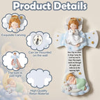 Wenqik 7.1 Inch Guardian Angel Baptism Decorative Hanging Resin Cross Sweet Dreams Baby Decorative Angels Cross Wall Decoration for Boys and Girls Keepsake Nursery Room Christening Gift