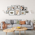 Egofine 12x16 Picture Frames Set of 4, Made of Solid Wood Covered by Plexiglass 9x12 and 11x14 with Mat or 12x16 without Mat, for Wall Mounting Photo Frame Rustic Black