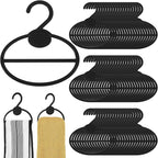 100 Pcs Black Plastic Scarf Hanger Organizer Space Saving Closet Accessory Holder for Scarves, Belts, Ties, Headscarves, and More