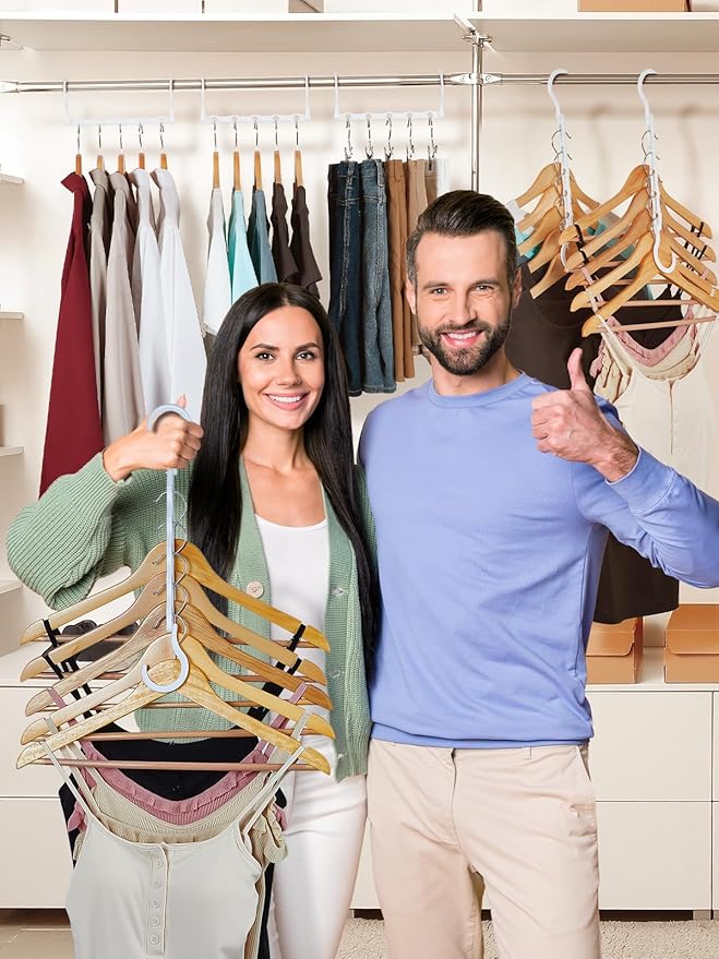HOUSE DAY Closet Organizers and Storage, 8 Pack Magic Hangers Space Saving Clothes Hangers, Sturdy Plastic Hangers with 5 Holes for Wardrobe Closet Organization, College Dorm Room Essentials