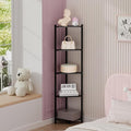 Wisuce Corner Shelf, 100% Real Bamboo Shower Corner Shelves Free Standing Shelf Storage Organizer for Bathroom Living Room Kitchen (Black, 5 Tier)