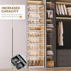 Shoe Rack Organizer for Closet Entryway Foldable Sneaker Storage Shoe, Collapsible Shoe Cabinet, Stackable Shoe Storage Cabinet with Lids for Living Room (9 Tiers -18 Pairs Transparent)