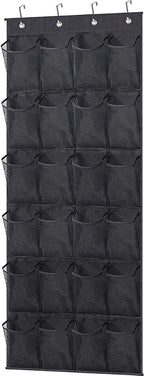MISSLO Over The Door Shoe Organizer 24 Large Mesh Pockets, Black