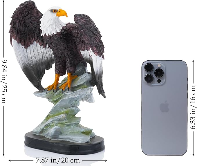 Bald Eagle Realism Statue for Home Office Man Table Decoration 10 inch Eagle Scout Gifts, US Citizenship Gifts, Symbol of Justice and Freedom