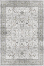 Lessymo Boho Bathroom Rugs 2x3, Small Washable Area Rug for Kitchen Entryway Bedroom, Low Pile Door Mat Indoor Entrance Non Slip Carpet, Vintage Geometric Floral Pastel Decor, Taupe Grey