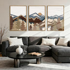 BINCUE Large Mountain Wall Art Vintage Mountains Wall Decor Framed Landscape Artwork Rustic Mountain Art Prints Farmhouse Landscape Wall Pictures for Living Room Bedroom Office Farmhouse 16x24 Inch Set of 3