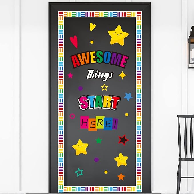 gisgfim Classroom Bulletin Board Decoration Set Welcome Banner Wall Door Decor Colorful Classroom Decorations for Kindergarten Preschool Elementary and Middle School(Awesome Things Start Here!)