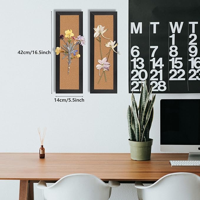 Cork Board Bulletin Board, 5.5x16.5inch Small Enamel Pin Board, Bulletin Board for Wall, Pin Board Cork Board for Brooch Pin Storage Display（BK-1442-2P）