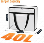 Clear Under Bed Storage Containers - 8 Pack Large Capacity Clothes Storage Bags with Lid & Sturdy Handles, Foldable Moving Bags, Clothing Organizer Totes for Bedding, Comforter, Sheet（40 L）