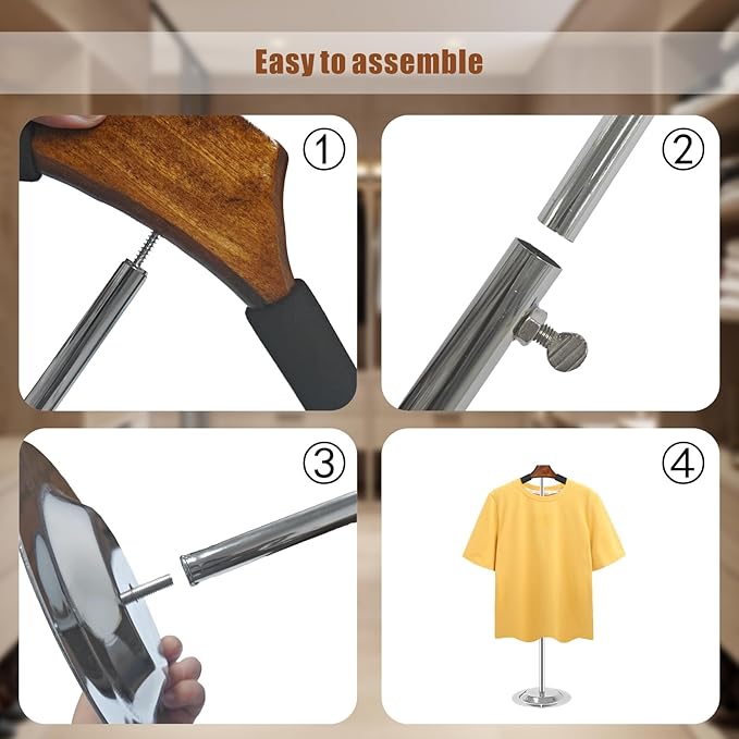 Eunika 1 Pack Adjustable T Shirt Display Flexible Shoulder Stand, Portable Metal Shirt Rack Display Stand Garment Coat Holder for Clothing Garment Coat Retail Vendor, Cloakroom,17-31 Inch