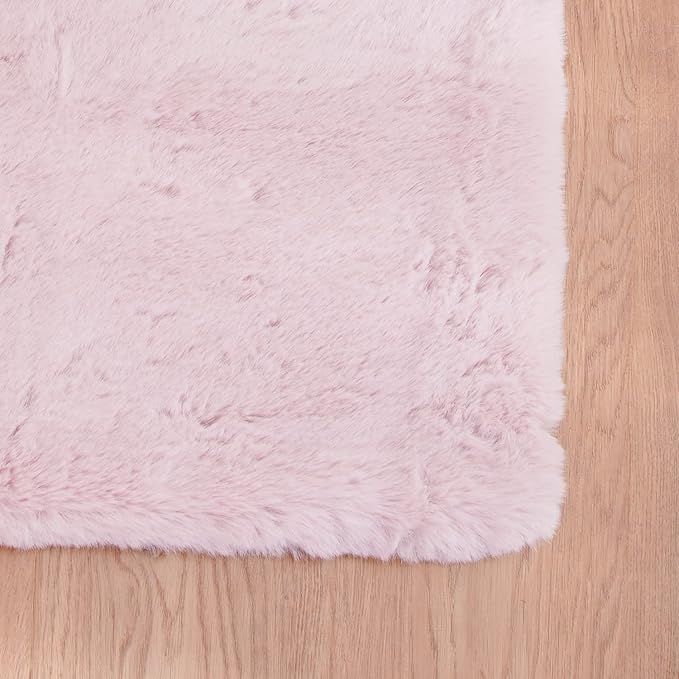 Pink Fuzzy Faux Washable Fluffy Fur Area Rugs for Living Room Cute Small Furry Rugs for Bedroom Kids Rug 2x3 Rug Girls Nursery Rug Rectange Rugs