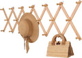 Wall Rack with 20 Hooks, Wooden Wall Expandable Coat Rack for Coat, Hats, Baseball Caps, Coffee Mug, Jewelry(Natural)
