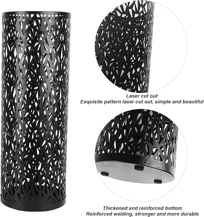 ZJchao Metal Freestanding Round Umbrella Stand Rack Bin for Entryway, Office, Hotel Decor – Large Capacity Storage Holder Compatible with Standard Umbrellas