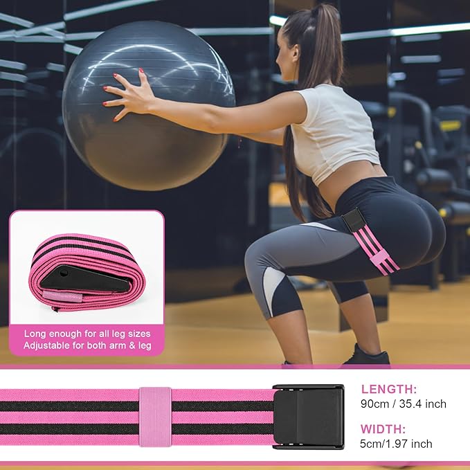 Booty Bands, Blood Flow Restriction Bands for Women/Men, Adjustable BFR Training Bands for Glutes & Hip Building, Occlusion Resistance Bands
