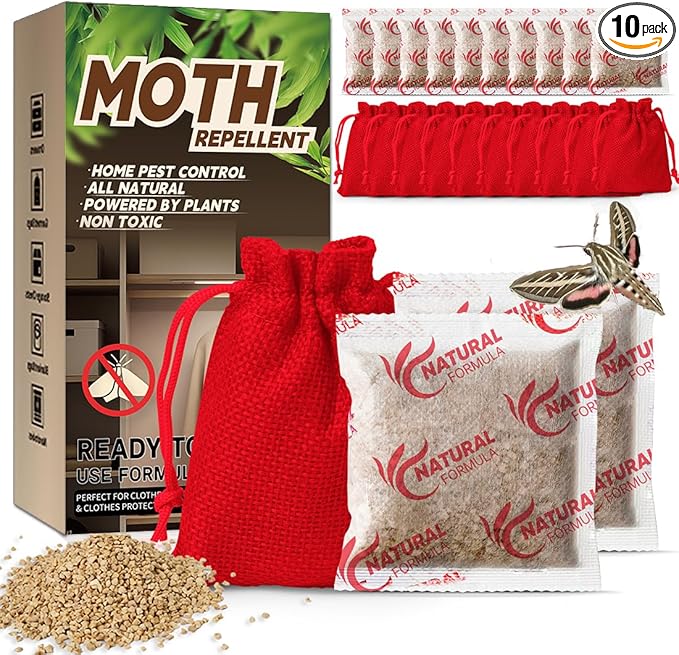 Natural Moth Repellent for Clothes Indoor Use, Alternative Moth Balls Moth Traps for Clothes Closet Carpet Fabric