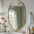 Gold Oval Mirror, 24"x36" Oval Bathroom Mirror, Brushed Gold Mirror with Aluminium Alloy Frame, Anti-Rust, Tempered Glass