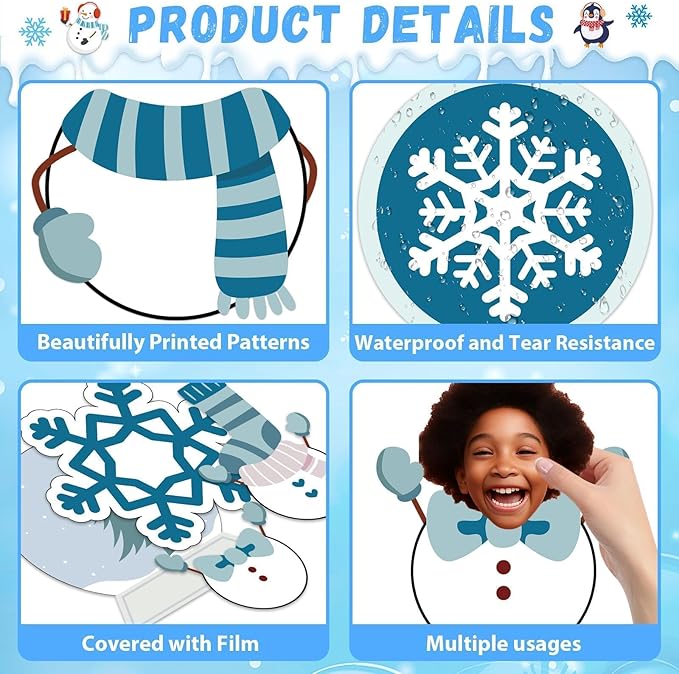 Hello Winter Bulletin Board Set Snowflake Border Classroom Decorations DIY Photo Holiday Snowman Paper Cutouts for Christmas Chalkboard School Home Wall Teacher Supplies