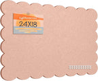 Lightomorrow Scalloped Bulletin Board, 24 x 18 Inches Felt Pin Board - Decorative Cork Alternative for Wall, Foldable Picture Self-Adhesive Vision Prayer Board with 20 Pushpins - Mauvey Pink