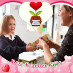 Wavwavw 3 Pack Teacher Appreciation Gift Positive Flower Handmade Crochet Doll Thank You for Helping Me Grow Gifts Back to School Gifts for Women Teacher(Heart)