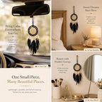 Black Dream Catcher for Cars Rear View Mirror Hanging Decor Handmade Feather Small Car Charms Pendant Gift