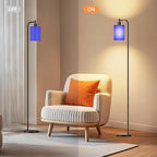 SIBRILLE Floor Lamp with Linen Shade, Dimmable Tall Standing Lamp with Remote Control & 3 Color Temperatures, Modern Floor Lamps for Living Room Bedroom Office Corner, 9W LED Bulb Included