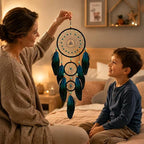 Dream Catchers Handmade Feather Native Home Wall Decoration Blue Black