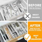 SpaceAid 4 Pack Bamboo Drawer Dividers with Labels, Kitchen Adjustable Drawer Organizers, Expandable Organization for Home Clothes Dressers (17-22 in, White)