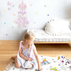 Fun-Plus Pink Dream Catcher Wall Hanging Set - 10 Butterflies & 16 Stars, Boho Room Decor for Girls, Easy Peel & Stick Wall Art