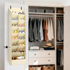 Lifewit 8 Tier Over the Door Shoe Organizer with 15 Large Deep Pockets, Fabric Hanging Shoes Shelf for Closet, Dorm Storage, Fit Up to 16 Pair Shoe Rack Holder for Sneakers, Boots, Beige