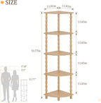 MaxSmeo Corner Bookshelf, 5-Tier Corner Shelf Stand, Modern Corner Plant Shelves with Storage, for Bedroom, Bathroom, Kitchen, Living Room (Rustic Walnut)