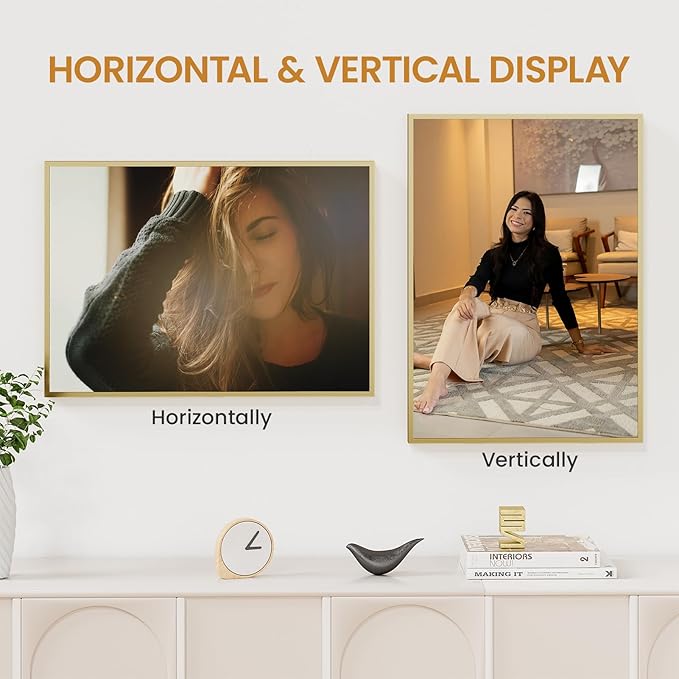 15x21 Aluminum Metal Picture Frame,Tempered Glass Gold Photo Frame 15x21 for Family Photo,Posters,Art,Document to Wall Mount Horizontally or Vertically