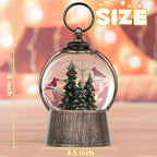 Christmas Snow Globe Lantern with Swirling Glitter Christmas Decorations Indoor, Cardinals & Christmas Tree Lighted Musical Snow Globes USB Powered & Battery Operated Lantern for Holiday Decor