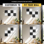 TSJOFFICE Large Cork Board for Wall - 48" x 24" Bulletin Board with 30 Pushpins for Office Decor, Pin Board 8 Pack Felt Tiles with Safe Removable Adhesive Tabs, Corkboard for Home - Black & White