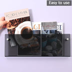 2 Pcs Acrylic Magazine Rack, 17" Black Record Holder, Hanging Bookshelf Literature Storage Rack for Waiting Room, Office, Home Display