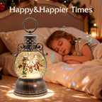 Christmas Snow Globes, Christmas Snowman Snow Globes Lantern with 8 Songs, 6H Timer Battery & USB Powered Glitter Music Box for Christmas Table Decorations Home Decor