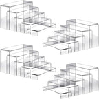 Fixwal 20pcs Large Acrylic Risers 4 Set Acrylic Display Stand Perfume Organizer Stands Clear Rectangular Dessert Table Display Set, Display Shelf for Show Cupcake, Figures, Jewelry, Toys