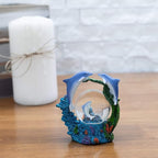 Elanze Designs Swimming Dolphin Family Magical Whimsical Tabletop Dresser Nightstand Figurine Miniature 45MM Sturdy Polyresin Glitter Water Snow Globe Decoration