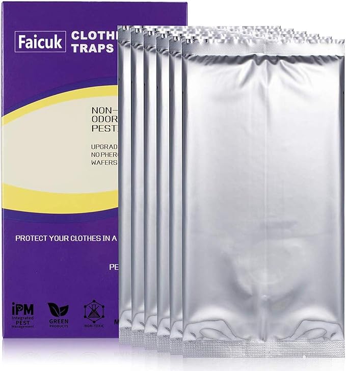 Faicuk Clothes Moth Traps with Pheromone Attractant for Closet and Carpet (6 Pack)