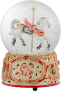 Elanze Designs Gilded Gold Tone Cupid and Carousel Horse 100MM Musical Water Globe Plays Tune Unchained Melody