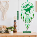 Dinosaur Dream Catcher Kit for Kids Dino Feather Dreamcatcher Dinosaur Wall Hanging Decor with Triple Ring DIY Feather Dream Catcher Gifts for Home Nursery Boys Girls Toddler Baby Room Bedroom Decor