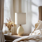 Dawnwake 18.5" Table Lamps Set of 2 for Living Room Bedroom, Bedside Lamps for Night Stands, Desk Nightstand Lamp Dimmable, Modern Linen Cream Ceramic Lamps