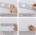 Vuzvuv 8 pcs Bulletin Board Bar Strips No Adhesive Backing with Glue Points ，Self Adhesive Cork Board for Wall，Felt Pin Board for School，Office Decor(Black)