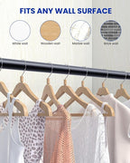 Closet Rods for Hanging Clothes, 17 to 28 Inches Stepless Adjustable Metal Closet Rod, 1.3 Inches Heavy Duty Clothes Hanging Rod for Closet Wardrobes Laundry RV, Black