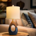 OYEARS 19" Table Lamp for Living Room,Boho Lamp for Bedroom, Bedside for Nightstands, Suitable for Small Space,Coastal Farmhouse, End Table, Rattan Nautical Beach Style, Blue,1 Pack