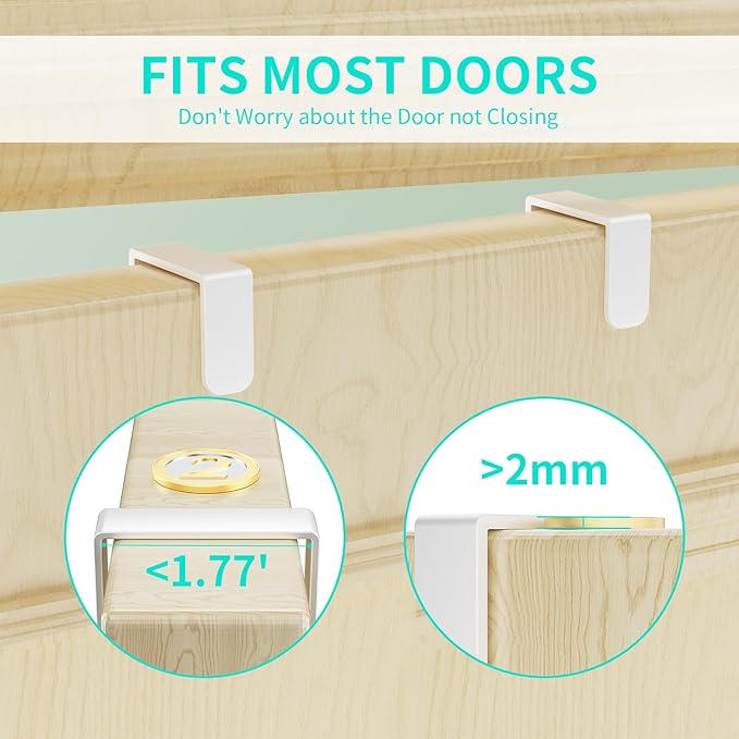HapiRm Over Door Hat Rack - 2 Packs Hat Organizer with 8 Hooks Design, Hanging Baseball Cap Organizer Storage Holds Up to 40 Caps for Door, Bedroom, Closet (White)