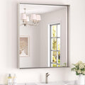 Keonjinn 30 x 36 in Brushed Nickel Bathroom Mirror for Over Sink, Rectangular Silver Metal Framed Rectangular Vanity Wall Mirror Square Corner Modern Farmhouse Rectangle Mirror(Horizontal/Vertical)