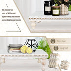 MAONAME Wood Display Risers Decorative Tray, Farmhouse Pedestal Stand for Display Home Decor, Vintage White Beaded Wooden Tray for Kitchen Counter, Short and Tall Footed